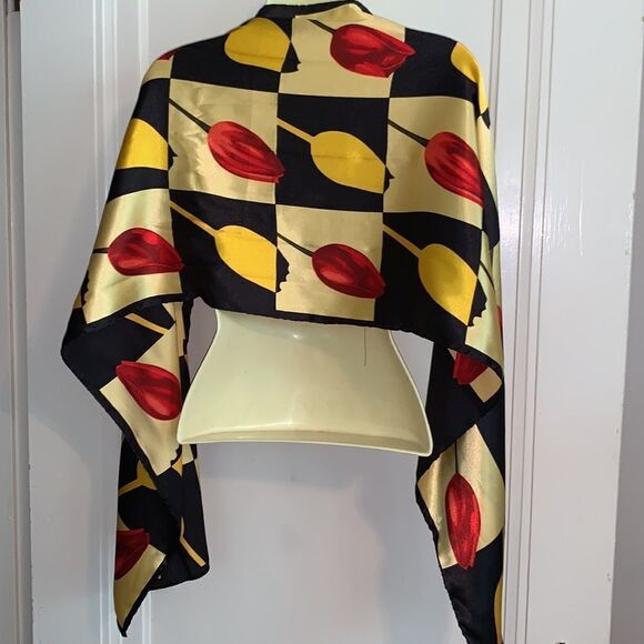 NWT Robin Ruth gold & black tulip scarf - Picture 5 of 6